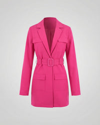 Vera | Damen Blazer Mantel Quadratgürtel – Blazer Mantel Gürtel Elegant 2026 in Fuchsia