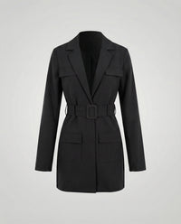 Vera | Damen Blazer Mantel Quadratgürtel – Blazer Mantel Gürtel Elegant 2026 in Schwarz