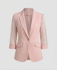 Agnes | Damen Blazer Organza Ärmel – Blazer Transparente Ärmel Elegant 2026 in Rosa