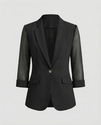 Agnes | Damen Blazer Organza Ärmel – Blazer Transparente Ärmel Elegant 2026 in Schwarz