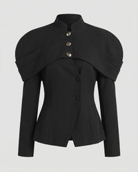Elfriede | Damen Designer Blazer Schultercape – Cape Blazer Exklusiv Elegant 2026 in Schwarz