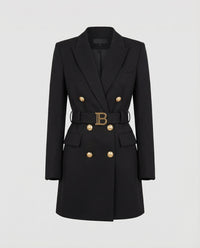 Gertrude | Damen Doppelreiher Mantelblazer Logoschließe – Mantel Blazer Logo 2026 in Schwarz