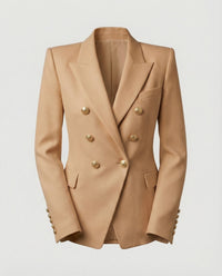 Hannelore | Damen Doppelreiher Blazer Schmuckknöpfe – Glamour Blazer Knöpfe 2026 in Khaki