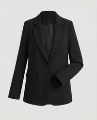 Ingeborg | Damen Einreiher Blazer Geschwungener Saum – Blazer Curved Hem 2026 in Schwarz