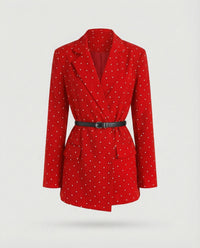 Lieselotte | Damen Gehrockblazer Punktstruktur – Gehrock Blazer Gepunktet 2026 in Rot