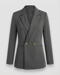 Marlene | Damen Retro Doppelreiher Hahnentritt Blazer – Retro Karo Blazer 2026 in Dunkelgrau