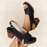 Corrina - Damen Keilsandalen mit Fussgewolbeunterstutzung in Schwarz