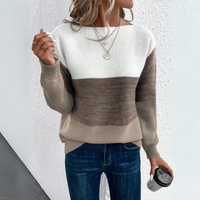 Freya | Colourblock U-Boot Pullover in Braun