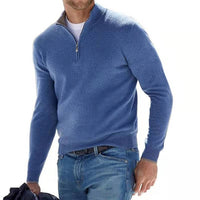 Herren Half Zip Langarm Pullover in Blau