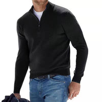 Herren Half Zip Langarm Pullover in Schwarz