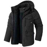 Warmer Herren Wintermantel | Wind- & Wasserdicht | Outdoor Mantel in Schwarz