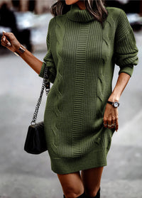 Elin | Grob gestricktes Damen Kleid lässig & elegant in Grün