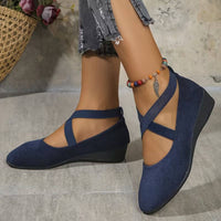 Rebecca | Geschlossene Ballerina Wedgeschuhe in Dunkelblau