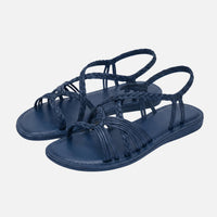 Renate | Damen Geflochtene Sandalen Verstellbarer Knöchelriemen – Boho Sandalen in Marineblau