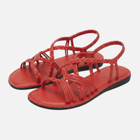 Renate | Damen Geflochtene Sandalen Verstellbarer Knöchelriemen – Boho Sandalen in Rot