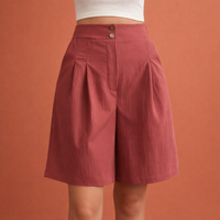 Hoch taillierte, weite Shorts für Damen mit eleganter Passform | Zafina in Rot