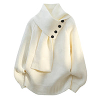 Aurelia Scarf-Neck Knit in Weiß