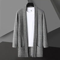 Hendrik | Herren Offene Wasserfall Front Strickjacke in Grau