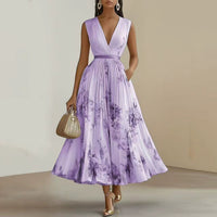 Mia | Damen Maxikleid elegant plissiert und chic in Lila