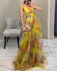 Flora | Maxikleid mit Blumenprint (LIMITIERTE AUFLAGE) in Gelb