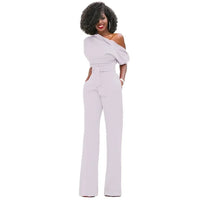 Greta | Jumpsuit mit Schrägem Kragen und Weiten Beinen in Weiß