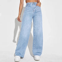 Damen Hohe Taille Baggy Jeans in Hellblau