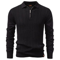 Lukas | Luxuriöses Herren-Polo mit Reißverschluss modern in Schwarz