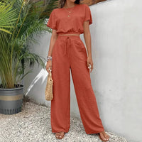 Aurelisse™-Set aus Baumwoll-Leinen mit Lockerem Schnitt in Orange