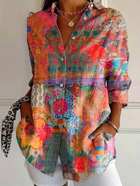 Amelia | Damenbluse mit elegantem abstraktem Print in Orange
