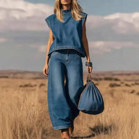 Nyvora™-Set aus Jeans mit Modernem Schnitt und Erstklassiger Passform in Blau
