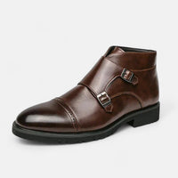 Leon | Herren Monk Strap Stiefeletten aus hochwertigem Ecopelle – Stilvoll und nachhaltig bei Waltherhaus! in Braun