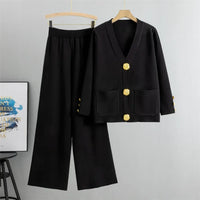 Altesse™ Set Mit Goldenen Knöpfen und Weiter Pantalonhose in Schwarz
