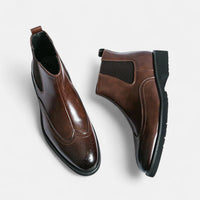 Leon™ | Stilvolle Chelsea-Stiefel für Herren aus hochwertigem Kunstleder bei Waltherhaus in Braun