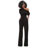 Greta | Jumpsuit mit Schrägem Kragen und Weiten Beinen in Schwarz (letzte Stücke)
