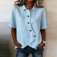 Celisse™ Bluse Mit Asymmetrischem Schnitt Und Knopfleiste in Blau