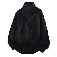 Aurelia Scarf-Neck Knit in Schwarz
