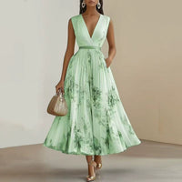 Mia | Damen Maxikleid elegant plissiert und chic in Grün