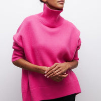 Margot - Gestrickter Rollkragenpullover in Rosa