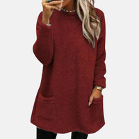Johanna | Eleganter Damen Pullover in Midilänge in Weinrot