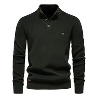 Konrad | Stilvoller Herrenpullover mit Knopfdesign in Dunkelgrün