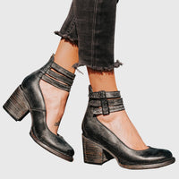 Damen Sandalen Riemen Blockabsatz Alltag in Schwarz
