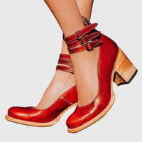 Damen Sandalen Riemen Blockabsatz Alltag in Rot
