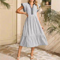 Damen Sommerkleid Kurze Schmetterlingsärmel Kurzes Kleid in Schwarz