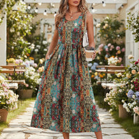 Damen Sommerkleid Ärmellos Fließend Sommer in Khaki