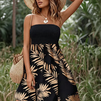 Damen Sommerkleid Kurz Röhrenflorales Design Sommerurlaub in Schwarz 2