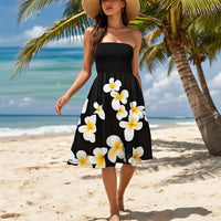 Damen Sommerkleid Kurz Röhrenflorales Design Sommerurlaub in Schwarz 3
