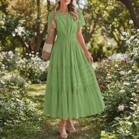 Sommerkleid Damen Maxi Casual Langes Kleid Sommer in Grün