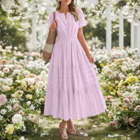 Sommerkleid Damen Maxi Casual Langes Kleid Sommer in Hellrosa