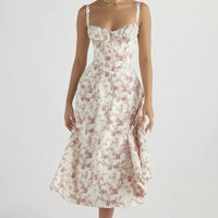Damen Sommerkleid Lang Elegantes Bequemes Kleid Sommer in Rosa