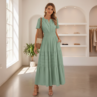 Sommerkleid Damen Maxi Casual Langes Kleid Sommer in Salbeigrün